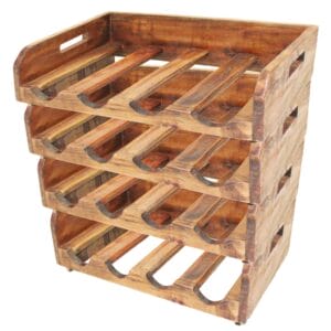 Stackable Wine Racks 4 pcs for 16 Bottles Solid Reclaimed Wood