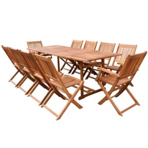 11 Piece Outdoor Dining Set Solid Acacia Wood