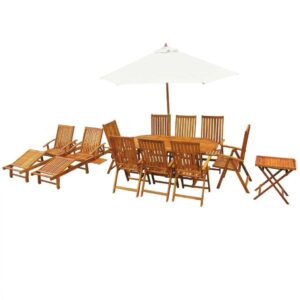 13 Piece Outdoor Dining Set Solid Acacia Wood