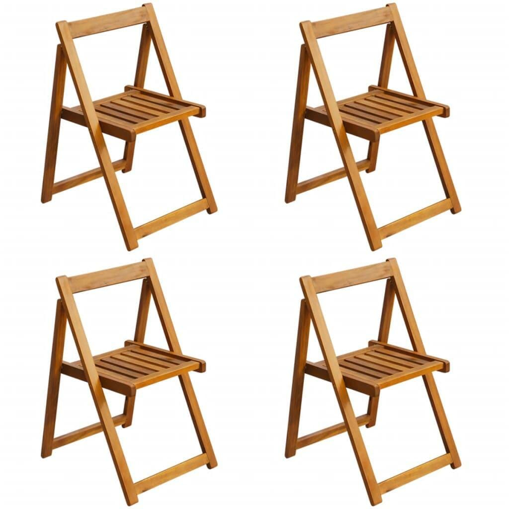 5 Piece Folding Outdoor Dining Set Solid Acacia Wood