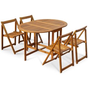 4 Seater Folding Outdoor Dining Set Solid Acacia Wood