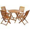 4 Seater Round Folding Outdoor Dining Set Solid Acacia Wood