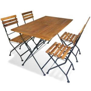4 Seater Folding Garden Dining Set Solid Acacia Wood