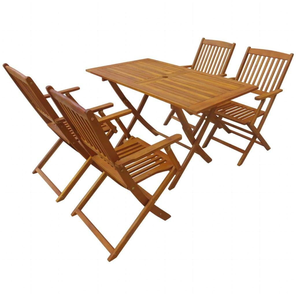 4 Seater Rectangular Garden Dining Set Solid Acacia Wood