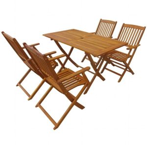 4 Seater Rectangular Garden Dining Set Solid Acacia Wood