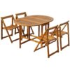 4 Seat Oval Folding Garden Dining Set Solid Acacia Wood