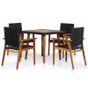 5 Piece Outdoor Dining Set Poly Rattan Black and Brown