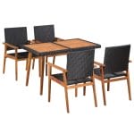4 Seater Garden Dining Set Poly Rattan Black and Brown