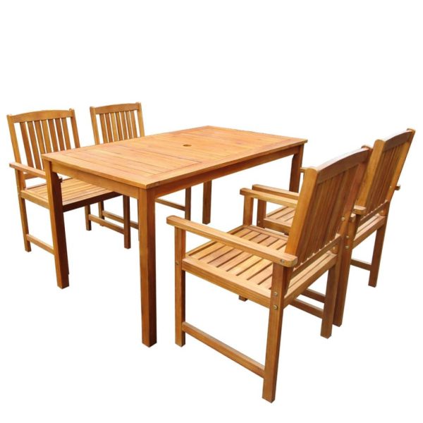 4 Seater Garden Dining Table Set Solid Acacia Wood