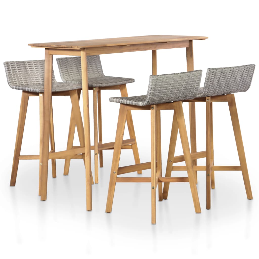 4 Seater Outdoor Tall Bar Dining Set Solid Acacia Wood
