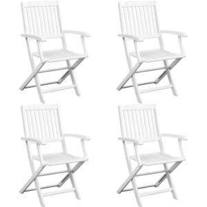 5 Piece Outdoor Dining Set Solid Acacia Wood White