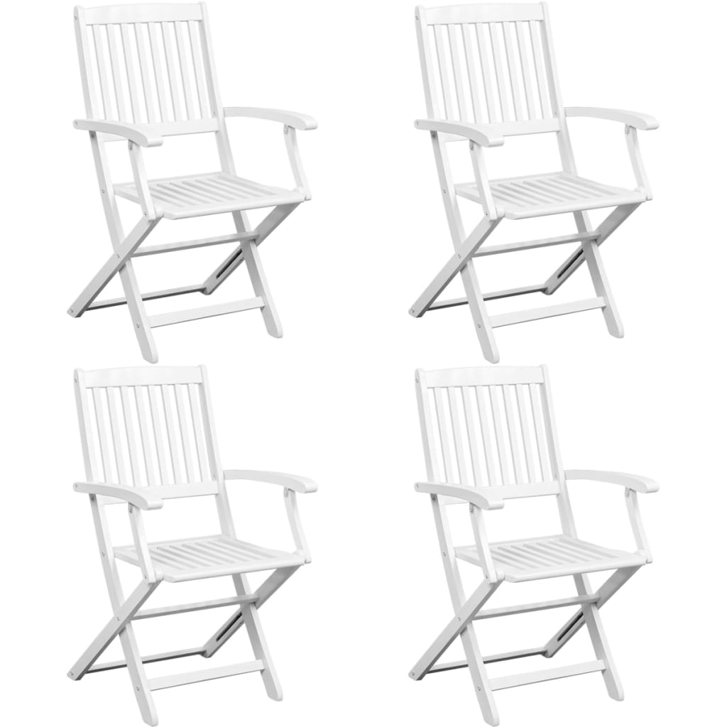 5 Piece Outdoor Dining Set Solid Acacia Wood White