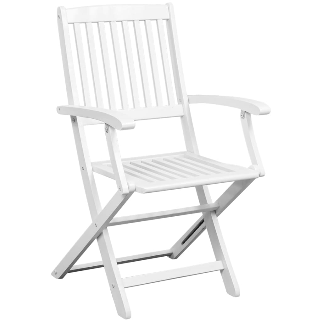 5 Piece Outdoor Dining Set Solid Acacia Wood White