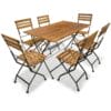 6 Seater Garden Dining Set Solid Acacia Wood & Metal