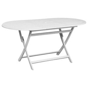 7 Piece Folding Outdoor Dining Set Solid Acacia Wood White