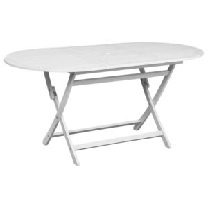 7 Piece Folding Outdoor Dining Set Solid Acacia Wood White