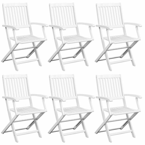 6 Seater Oval Garden Dining Set Solid Acacia Wood White