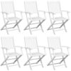 7 Piece Folding Outdoor Dining Set Solid Acacia Wood White