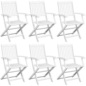 7 Piece Folding Outdoor Dining Set Solid Acacia Wood White