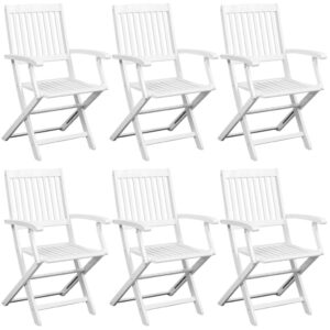 7 Piece Folding Outdoor Dining Set Solid Acacia Wood White