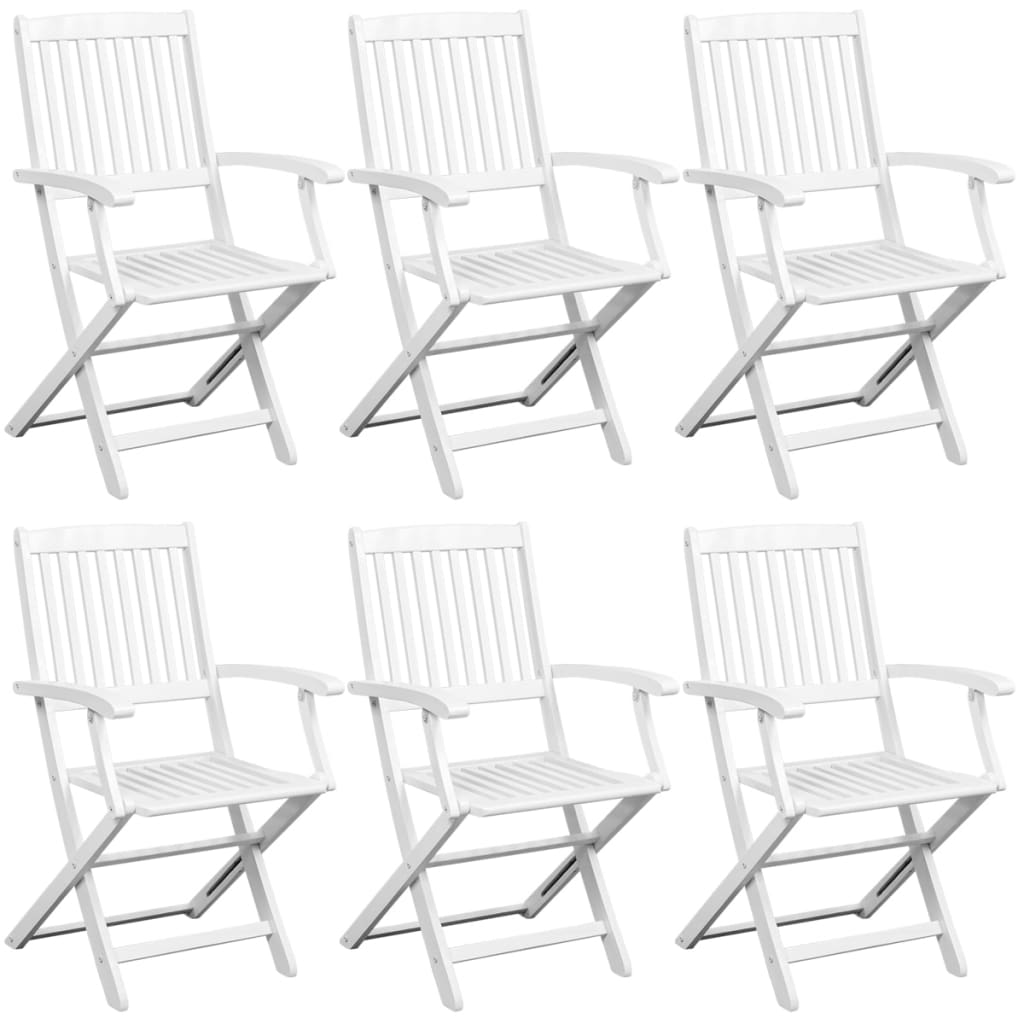 7 Piece Folding Outdoor Dining Set Solid Acacia Wood White