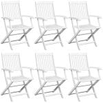 7 Piece Folding Outdoor Dining Set Solid Acacia Wood White 2