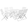 6 Seater Rectangular Garden Dining Set Solid Acacia Wood White