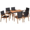 7 Piece Outdoor Dining Set Poly Rattan Black and Brown