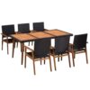6 Seater Garden Dining Set Poly Rattan Black & Brown