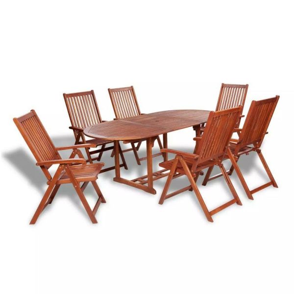 6 Seater Outdoor Oval Dining Set Solid Acacia Wood