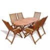 7 Piece Outdoor Dining Table Set Solid Acacia Wood