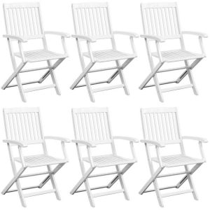 7 Piece Outdoor Dining Set Solid Acacia Wood White