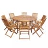 9 Piece Folding Outdoor Dining Set Solid Acacia Wood