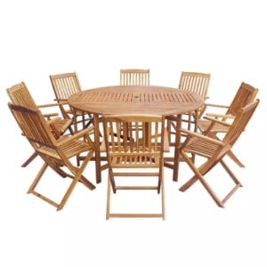 9 Piece Folding Outdoor Dining Set Solid Acacia Wood