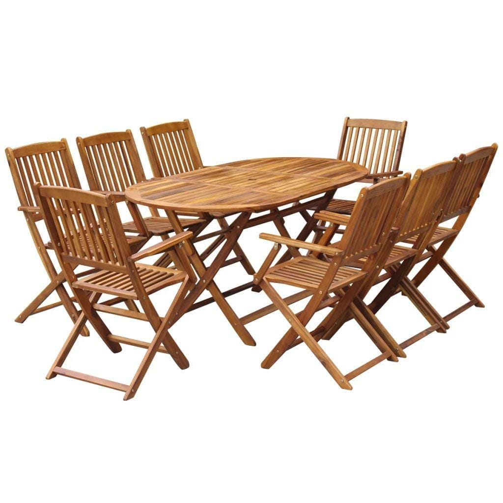 9 Piece Folding Outdoor Dining Set Solid Acacia Wood