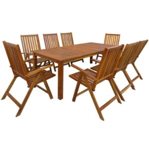 Acacia Wood 9 Piece Outdoor Dining Set