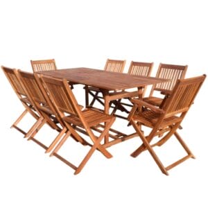 Garden Dining Set Solid Acacia Wood 9 Piece