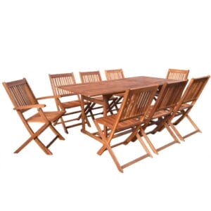 Garden Dining Set Solid Acacia Wood 9 Piece