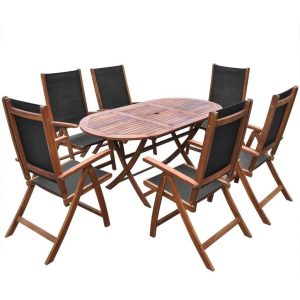 9 Piece Outdoor Dining Set With Cushions Solid Acacia Wood