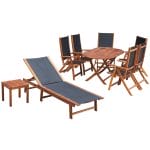 9 Piece Outdoor Dining Set with Cushions Solid Acacia Wood 1