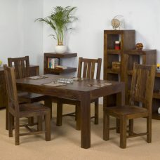 180cm Acacia Wood Dining Table Set with 8 Black Chairs