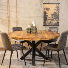 Seaside 180cm Dining Table Solid Reclaimed Wood Black Metal Leg