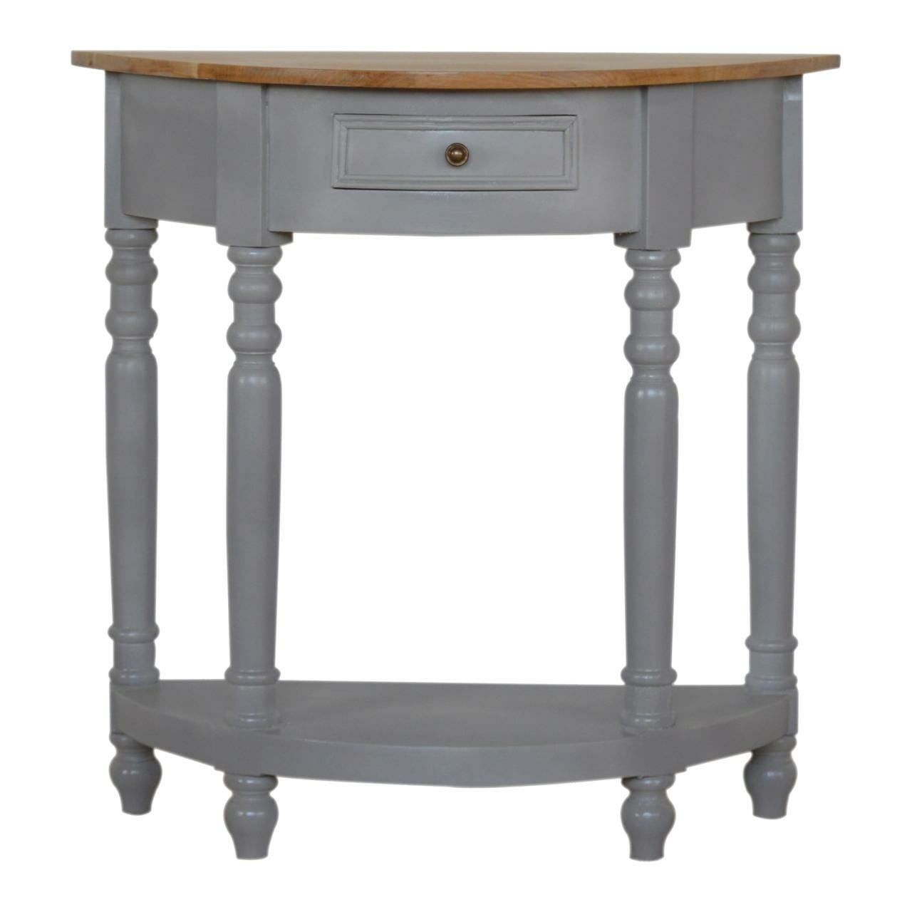 How to Paint Wood Furniture in505-grey-painted-1-drawer-serpentine-table-with-turned-legs