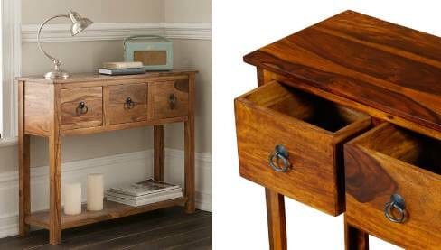 Ganga Sheesham 3 Drawer Console Table