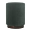 Emerald Velvet Footstool with Wooden Base 38x38x48cm-IN1433