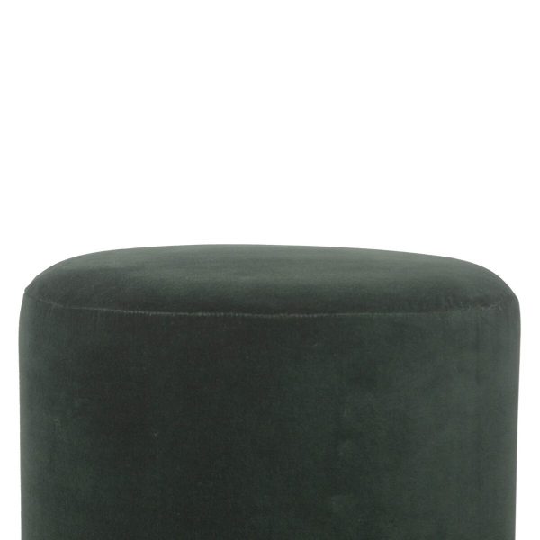 Emerald Velvet Footstool with Wooden Base 38x38x48cm