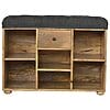 IN014 - Black Tweed 6 Slot Shoe Storage Bench-IN014-