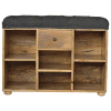 Shoe Storage Bench With Upholstered Black Tweed Seat