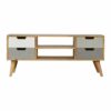 IN025 - Grey Hand Painted Media Unit with 4 Drawers-IN025-