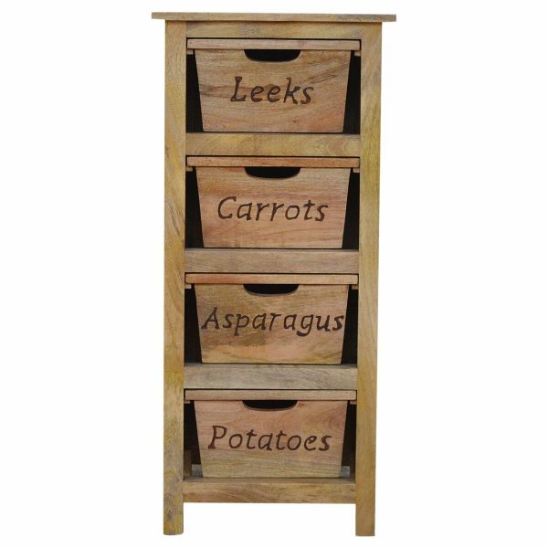 Kitchen Vegetable Rack with 4 Wooden Baskets